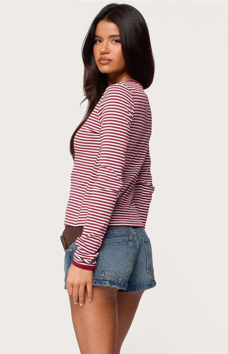 Edikted Rayla Striped Button Up Top