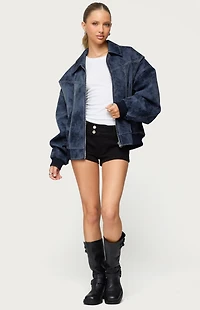 Edikted Ownley Oversized Faux Leather Bomber Jacket