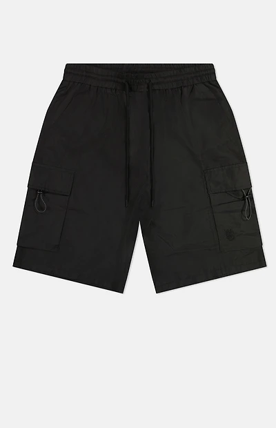 WeSC Black Nylon Wind Cargo Shorts
