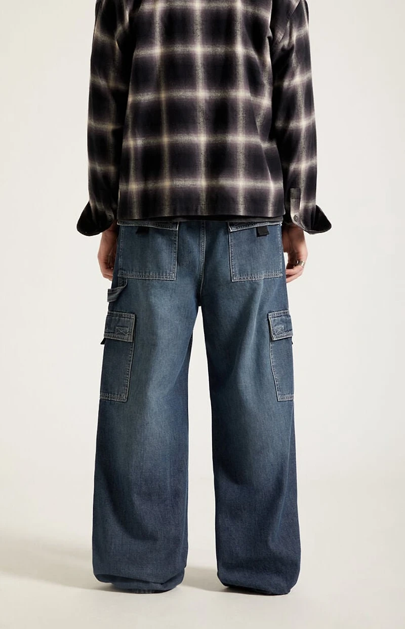 Pacsun Blake Extreme Baggy Jeans Cargo Dark Blue