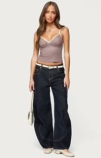 Edikted Bettie Contrast Gingham Top