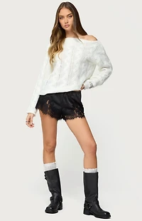 Edikted Reisa Lacey Satin Effect Shorts