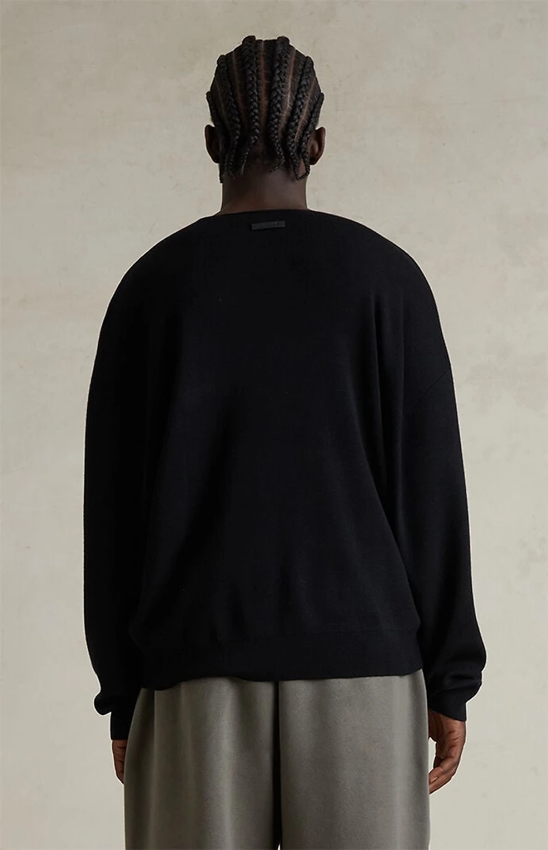 Fear of God ESSENTIALS Jet Black Merino Wool Crew Neck Sweater