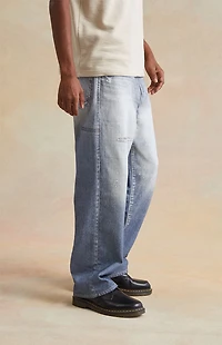 RARE DNM EDIT Medium Indigo Graphic Printed Chain Baggy Jeans