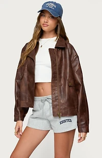 Edikted Ardella Oversized Faux Leather Jacket
