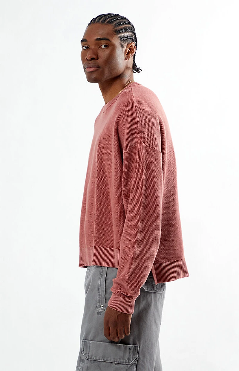 Pacsun Red Textured Crew Neck Sweater