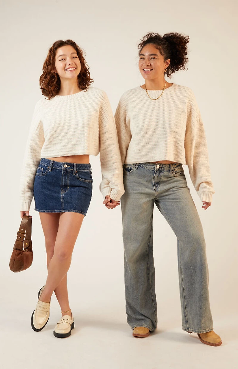 LA Hearts Polar Waffle Knit Sweater