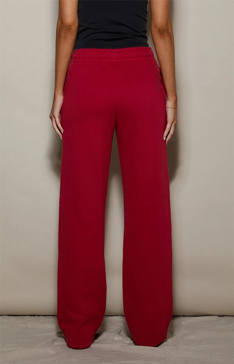 Pacsun Red Ultra Soft Fleece Core Washed Baggy Sweatpants