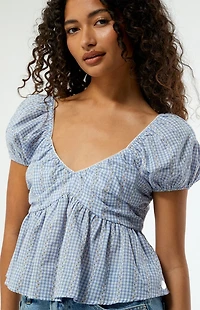 LA Hearts Gingham Babydoll Top
