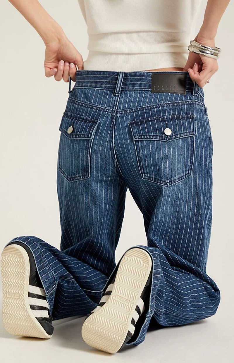 Pacsun Zoe Low Rise Girlfriend Jeans Pinstripe