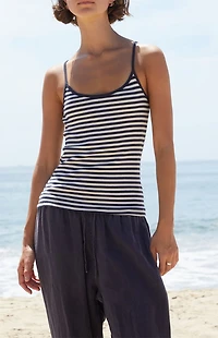 John Galt Blue & White Skylar Striped Tank Top