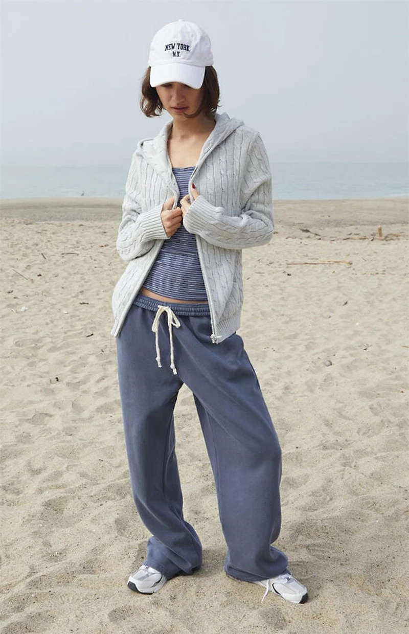John Galt Silver Cable Knit Zip Up Sweater Hoodie