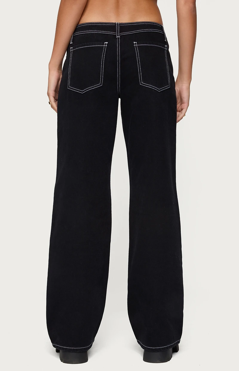 Edikted Contrast Stitch Low Rise Jeans