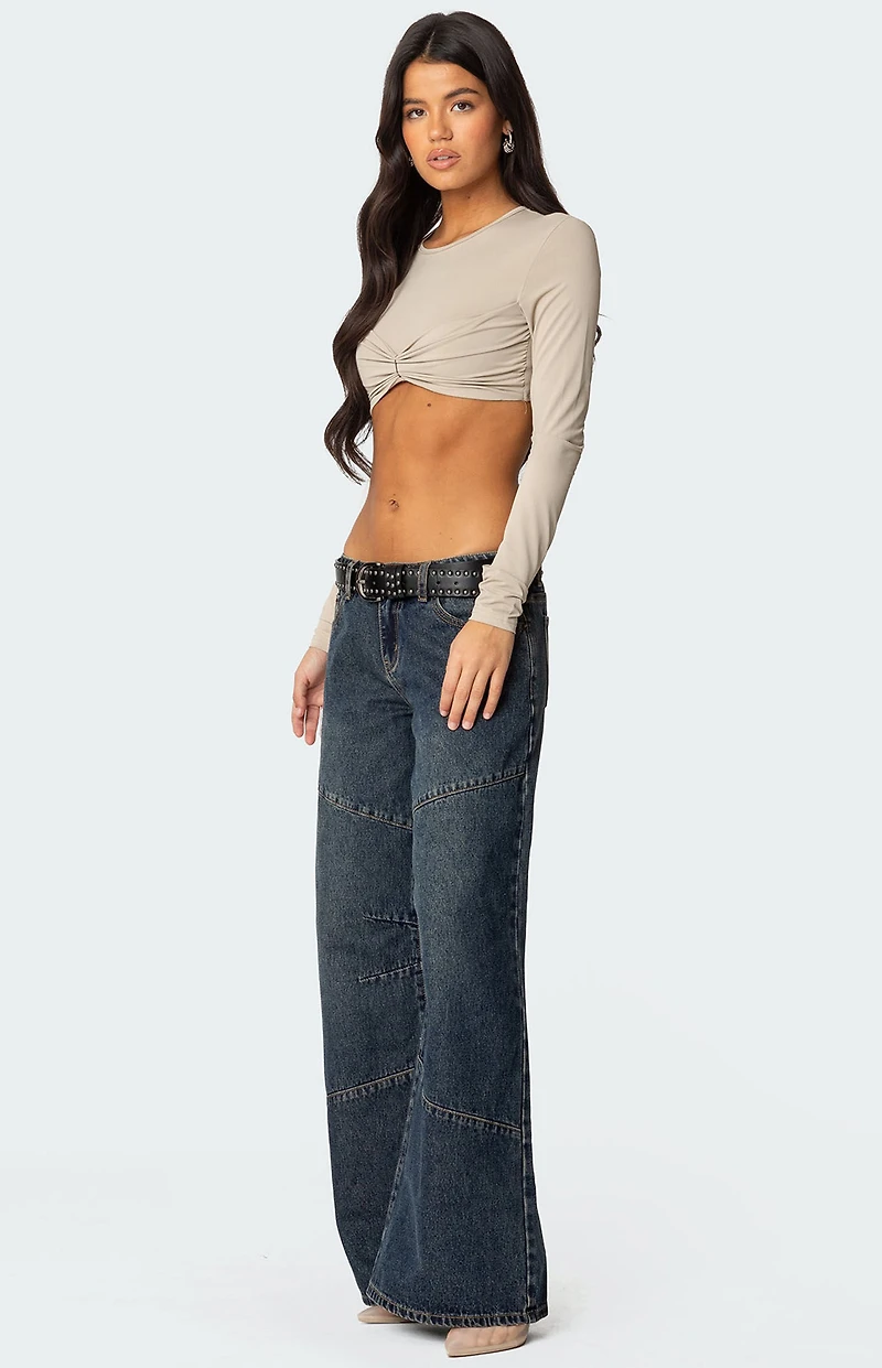 Edikted Gathered Long Sleeve Crop Top