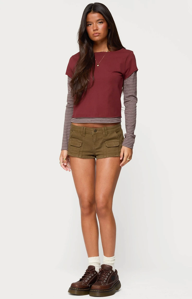 Edikted Layered Stripey Long Sleeve T-Shirt