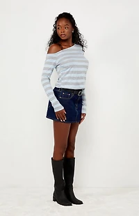 Your Favorite Olivia Striped Long Sleeve Off-The-Shoulder Top