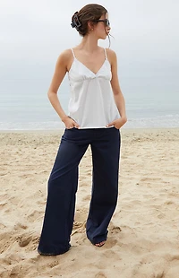 John Galt Light Blue Linen Edith Tank Top