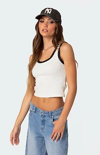 Edikted Alix Lacey Ribbed Tank Top