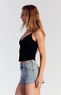 Pacsun Light Indigo Raw Cut Denim Mom Shorts