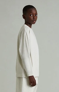 Fear of God ESSENTIALS Kids Heather Oatmeal Classic Long Sleeve T-Shirt