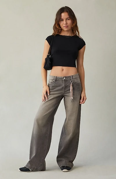 Pacsun Casey Low Rise Baggy Jeans Bungee Cord Keychain Gray