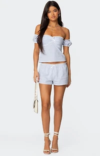 Edikted Taryn Off Shoulder Striped Top