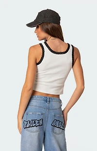 Edikted Alix Lacey Ribbed Tank Top