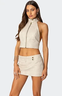 Edikted Karly Faux Leather Open Back Top