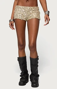 Edikted Annael Sequin Knit Micro Shorts