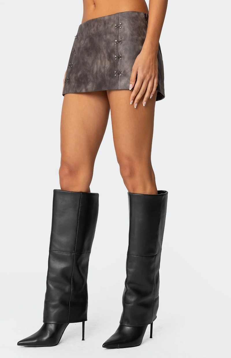 Edikted Camille Faux Leather Mini Skort