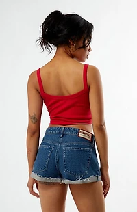 Budweiser By Pacsun Low Rise Roll Cuff Denim Micro Shorts