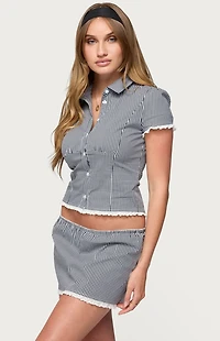 Edikted Paige Gingham Tailored Button Up Shirt