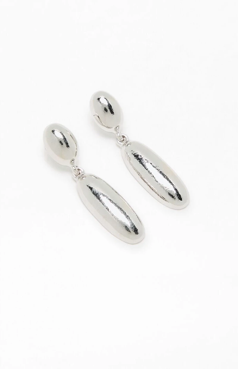 LA Hearts Silver Teardrop Metal Earrings