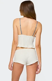 Edikted Avalon Dotted Pointelle Ruffle Tank Top