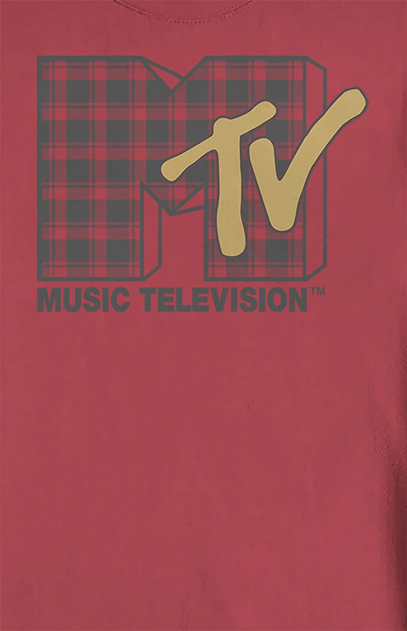 Plaid MTV Logo Crew Neck Sweatshirt
