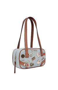 True Religion Arbor Multi Pin Logo Denim Satchel Bag