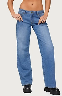Edikted Nikoletta Straight Leg Low Rise Jeans