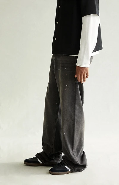 Pacsun Blake Extreme Baggy Jeans Paint Splatter Faded Black