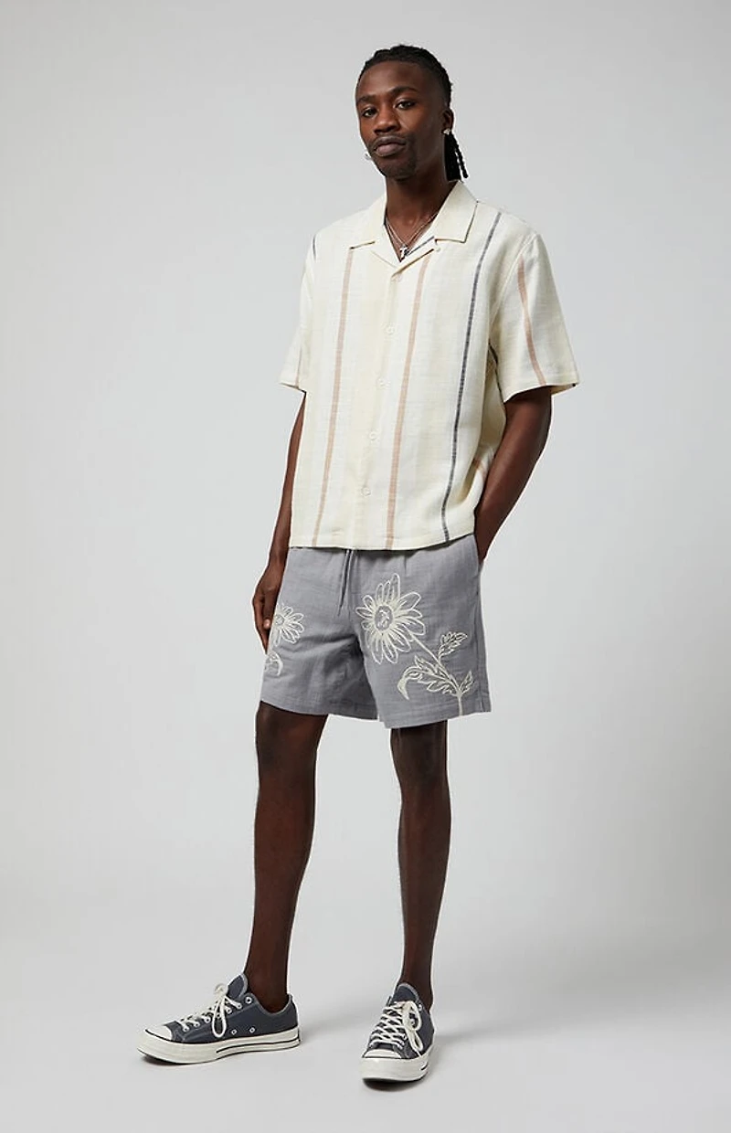 Pacsun Gray Floral Russel Volley Shorts