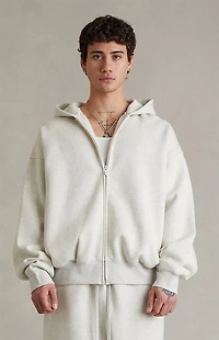 Fear of God ESSENTIALS Oatmeal Heather Signature Classic Full Zip Hoodie