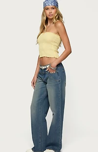 Edikted Ronny Curved Stitch Low Rise Jeans