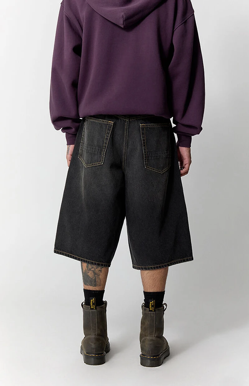 Pacsun Blaine Ultra Baggy Jorts Contrast Stitch Black