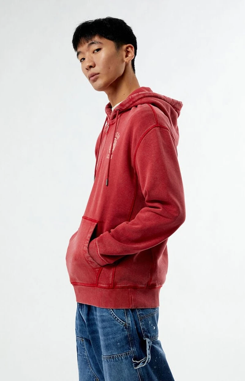 Guess Jeans Red Half Zip Logo Hoodie