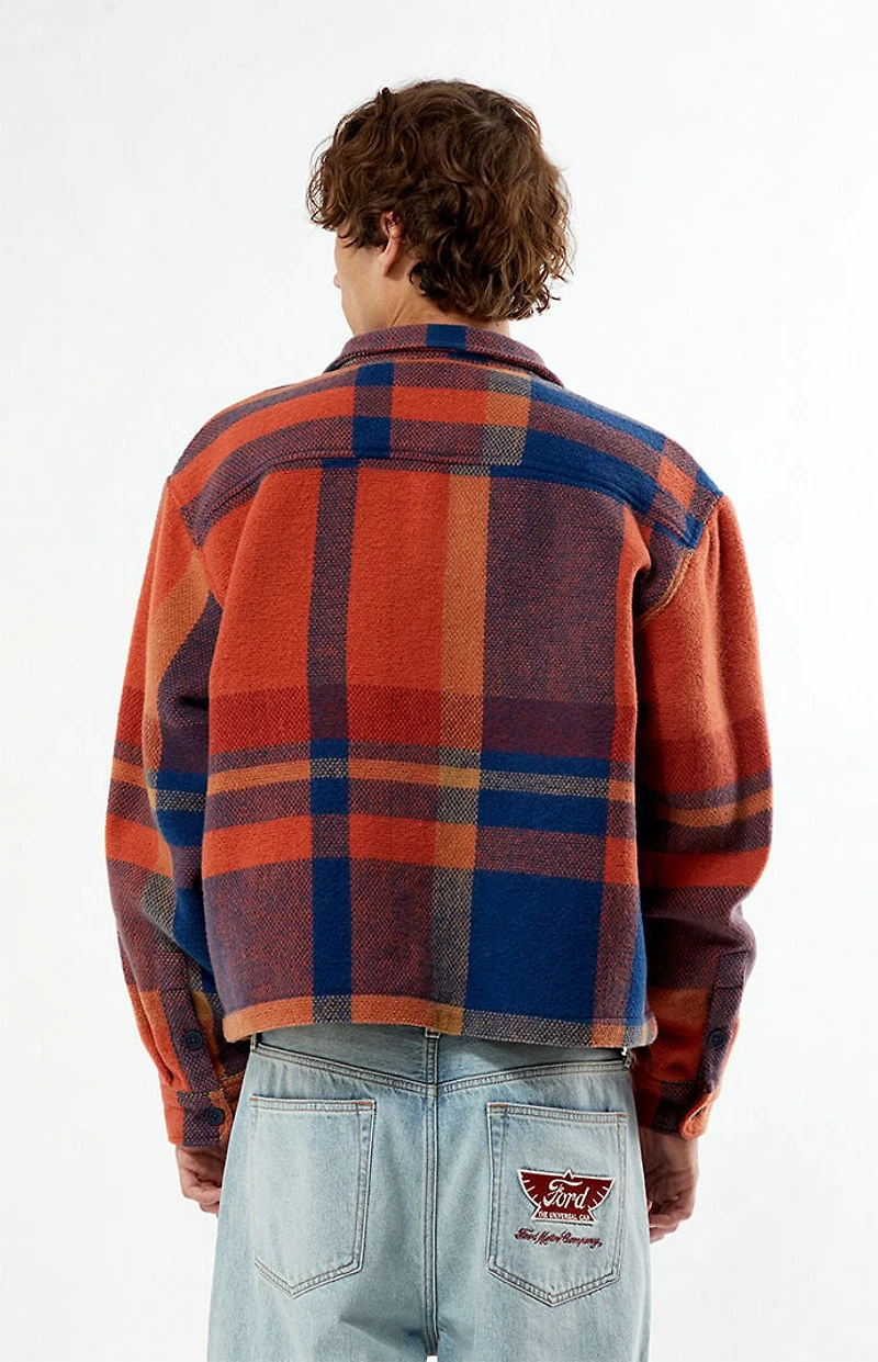 FORD Plaid Cropped Long Sleeve Shirt