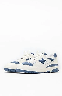 New Balance White & Blue 550 Sneakers