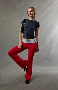 WILD COLLECTIVE Alabama Crimson Tide Fold-Over Flare Yoga Pants