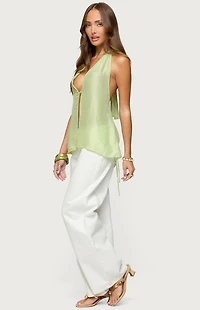 Edikted Silky Look Split Front Halter Top