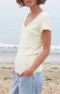 John Galt Yellow V-Neck Top