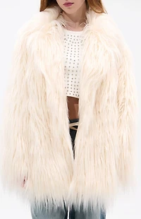 AZALEA WANG Breckenridge Cream Faux Fur Coat