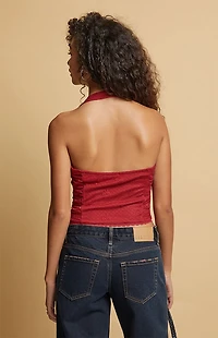 Beverly and Beck Aimee Bow Lace Halter Top